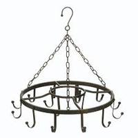 Support de suspension rond pour pot en métal avec revêtement en poudre argentée, design moderne, type crochet Tycon