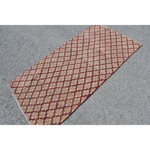 Alfombra de lana clásica Beige roja de 3x5 pies, hecha a mano, área grande, rectángulo turco, patrón de pasillo, diseño abstracto, alfombra de habitación de látex de 10mm - Product Image 2