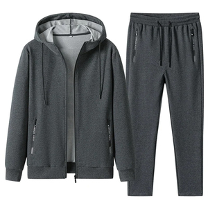 Ensemble 2 pièces pour hommes, vêtements décontractés de couleur unie, sweat à capuche avec fermeture éclair, pantalon de survêtement, nouvelle collection hiver automne 2025 - Product Image 4