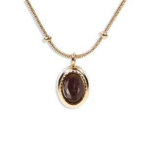 Collana con Ciondolo CUCOCUCA YXQ 45 in Pietra Naturale con Catena in Acciaio Inossidabile Placcato Oro, Elegante e Semplice per Uso Quotidiano - Product Image 1