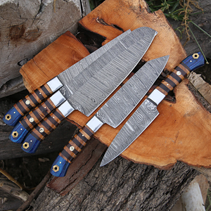 Juego de cuchillos de chef de acero al carbono hechos a mano, 5 piezas, maquinilla de afeitar afilada, alto carbono forjado, mangos de madera sostenibles personalizables - Product Image 3