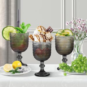Copas de <span class=keywords><strong>Vino</strong></span> de Vidrio de 12 oz al por Mayor, Copas de Agua de Color, Copas de <span class=keywords><strong>Vino</strong></span> Vintage Grises Prensadas, Copas con Relieve - Product Image 2