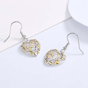 Orecchini Pendenti a Cuore Floreale in Oro 18K e Argento Sterling per Regali - Product Image 1