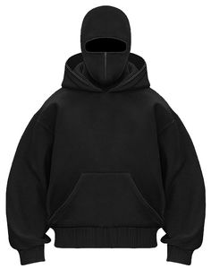Hot New Unisexe Double À Capuche 100% Coton Sweat Hommes Demi Zip Pull Balaclava Hoodies Automne Hiver En Plein Air Tenues Décontractées - Product Image 3