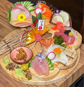 Soporte de exhibición de Sushi de madera de pino de estilo japonés hecho a mano escalera de comida de restaurante de varios niveles para Sushi y barbacoa decorativa - Product Image 6