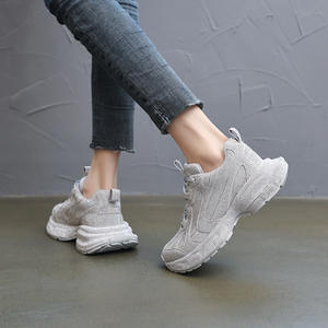 2024, zapatillas gruesas de alta calidad para mujer, moda informal, estilos para caminar, cierre con cordones, forro de cuero genuino, tela superior - Product Image 3