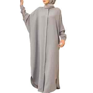 Wholesale Latest Design Middle East <b>Islamic</b> <b>Clothing</b> Muslim Loose Elegant Kaftan Abaya Solid Color Plus Size Bat Sleeve Abaya - Product Image 1