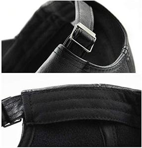 Casquette de baseball en cuir PU unisexe, casquettes classiques ajustables en cuir noir solide blanc pour hommes - Product Image 3