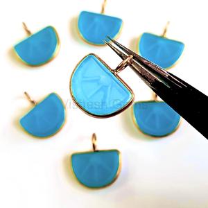 Cuentas de piedras preciosas talladas en forma de melón de Calcedonia azul Natura, joyería de plata de ley 925 personalizada, dijes al por mayor para collar - Product Image 2