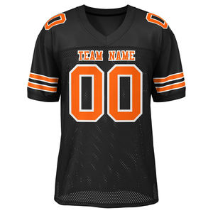 เสื้อเจอร์ซีย์อเมริกันฟุตบอลแห้งเร็วเสื้อกีฬาผ้าโพลีเอสเตอร์ระบายอากาศลายทางปรับแต่งโลโก้ทีมขนาดพิเศษ - Product Image 1