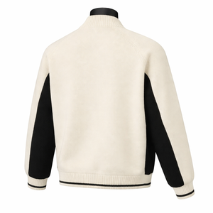 Chaqueta Bomber Económica, Chaquetas Bomber de Último Estilo, Chaqueta Cardigan Bomber de Punto Personalizada con Cierre, Diseño de Dos Tonos - Product Image 2