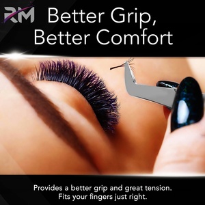 Pince à épiler pour extensions de cils RMI Diamond Grip Regular 5 points, acier inoxydable, argent, ensemble de pinces à épiler pour cils Full Shin - Product Image 4