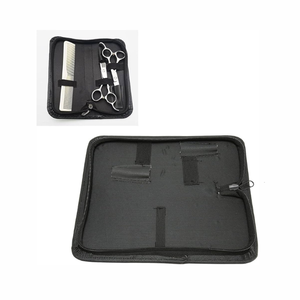 PU Leather Hair Scissor <b>Bag</b> <b>Barber</b> Salon Pouch with Zipper Silver for <b>Barber</b> Groomers Leather case Grooming Essential Tools - Product Image 3