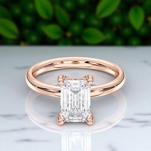Bague de fiançailles Solitaire en argent pour femme, émeraude et taille ronde, 2.16 carats, E-F/VVS-VS, Moissanite - Product Image 3