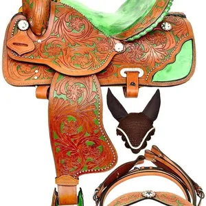 Vente en gros de selles occidentales personnalisées toutes saisons en cuir de vachette véritable de qualité supérieure pour chevaux - Product Image 1