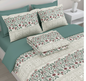 Premium Organic Cotton Waterproof Plain Printed 500TC Ultra-Soft <b>King</b> <b>Size</b> <b>Bedding</b> Set with 2 Pillowcases for Home & Hotel Use - Product Image 5