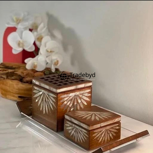 Tradebyd Premium hecho a mano de madera Bakhoor quemador árabe incienso titular para meditación y regalos de boda - Product Image 1