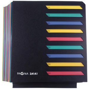 PAGNA Classic DIN <b>A4</b> Pressboard File <b>Folder</b> Black 12-Compartment Multicolored Block - Product Image 3