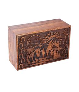 Urnes de crémation en bois du soleil levant fabriquées à la main pour les cendres humaines Boîte à urne de grand arbre de vie adulte (250 LB-fer à cheval en palissandre) - Product Image 3