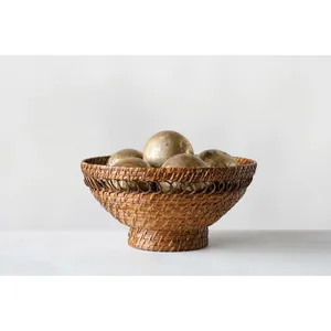 Bol en rotin marron de haute qualité avec un design élégant, parfait pour l'affichage des aliments et des fruits dans les ustensiles de cuisine et la vaisselle - Product Image 4