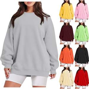 Screen Print Cotton Pullover Oversized Hooded Sweatshirt and Sweatpants Set Crop Top Hoodies Women Crew Neck Sweatshirt - Product Image 6