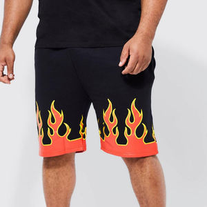 Pantalones Cortos de Felpa Francesa de Alta Calidad para Hombre, con Cordón de Lujo, Diseño de Moda, Impresión Personalizada DTG, Estilo Deportivo con Llamas - Product Image 3