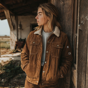 Winter Corduroy Coat Women Streetwear <b>Trucker</b> Top Ladies Button Down <b>Trucker</b> Corduroy <b>Jacket</b> Women's - Product Image 1