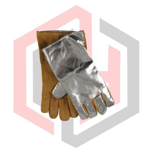 Aluminized Heat Protection <b>Welding</b> <b>Gloves</b> Industrial Safety Firefighting <b>Gloves</b> Split Leather Protective <b>Tig</b> 14-inch - Product Image 3