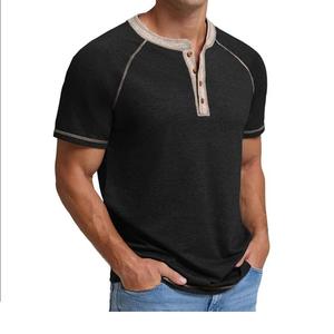 Custom Size Men's Round Neck Bamboo Cotton GSM <b>Button</b> <b>up</b> <b>Short</b> <b>Sleeved</b> T-shirt Leisure Fit Sports Running - Product Image 6