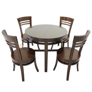Ensemble de table à manger ronde 5 pièces, table et chaises en bois grainé, meubles de salle à manger modernes pour la maison, le café, le salon - Product Image 2
