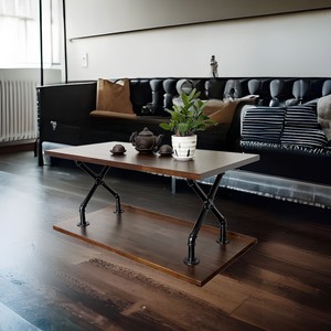 Industrial Style Two-Tiered Melaleuca Wood Living Room <b>Table</b> Durable <b>Sofa</b> <b>Table</b> with Pipe Legs-TT68232 - Product Image 6