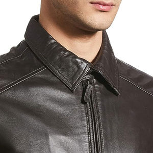 Chaqueta de cuero para hombre para motorista desgastada piel de cordero genuina material de alta calidad precio al por mayor chaqueta de cuero de piel de oveja para hombre - Product Image 3