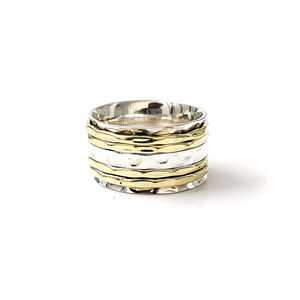 10.1 Gram Two Tone Spinner <b>Ring</b> Rose Gold Gold Plated Inlay Simple Eternity Style Geometric Shape Free Size Trendy Gift Idea - Product Image 1