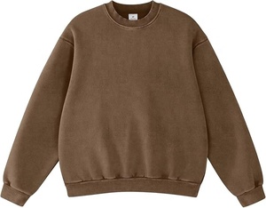 Sweat-shirt à col rond délavé à l'acide, coupe décontractée, 100 % coton molletonné, manches longues, coupe oversize, tailles de logo personnalisables - Product Image 4