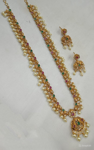 Joyería del templo Kundan DE LA India del Sur, joyería tradicional antigua para boda, joyería para mujer chapada en oro pesado, conjunto de joyería para mujer - Product Image 2