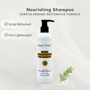 Shampoo à l'huile d'argan et à la kératine biologique pour usage en salon, nettoyage en profondeur, effets lissants, végan, sans silicone, à base d'huile de noix de coco pour le cuir chevelu - Product Image 1