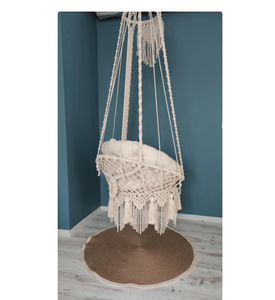 Hanging Cotton Macrame <b>Hammock</b> <b>Chair</b> DYAED COTTON HANDMADE NATURAL Baby Swing Set Style Color Baby Bedside Sleeper - Product Image 2