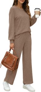 Ensemble de survêtement de luxe pour femme, coupe oversize, très tendance, avec haut court tricoté à manches longues et col rond, respirant, idéal pour l'hiver - Product Image 5