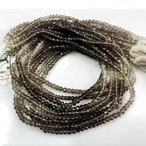 Perles de rondelle à facettes en quartz fumé, perles de pierres précieuses en gros naturelles pour la fabrication de bijoux - Product Image 1