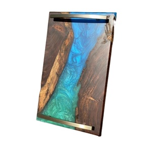 Gran oferta, bandeja para servir alimentos de resina y madera para fabricación, venta al por mayor, bandeja para servir ensaladas de alta calidad para restaurante - Product Image 3