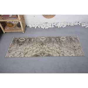 Alfombra turca de área grande Vintage, 1,8x4,9 pies, Beige, marrón, patrón rectangular clásico, Material de lana, respaldo de látex para pasillo de dormitorio - Product Image 3