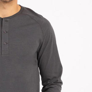 New Arrival <b>Men</b> Casual Long Sleeve <b>Henley</b> T <b>Shirt</b> Blank Custom Logo Front Plus Size Breathable Slim Fit Cotton Bamboo Fiber - Product Image 4