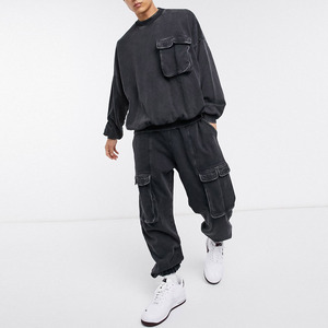 Nuevo Conjunto Deportivo Unisex de 2 Piezas con Capucha y Estampado Vintage Lavado al Ácido, Pantalones Jogger y Sudadera con Corte Acampanado - Product Image 6