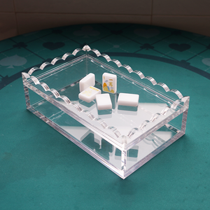 Acrylic Mahjong Storage Box With Scalloped Lace Lid Clear Transparent Mahjong Tile Case Portable <b>Game</b> Packaging Box Wholesale - Product Image 6