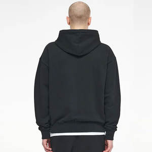 Sweat à capuche court en polaire à imprimé de dessin animé en gros, sweat à capuche noir d'hiver, doux, pour hommes et femmes, surdimensionné, épaules tombantes, streetwear - Product Image 2