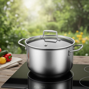 Dune 302 18cm Stainless Steel Stock <b>Pot</b> with Lid <b>for</b> <b>Induction</b> and Gas Stoves - Product Image 3