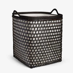 Flexible Rattan Banyan Laundry <b>Basket</b> Black Espresso Bamboo <b>Straw</b> Cloth 59.5L Removable Velcro Lining for Bathroom/Kitchen Use - Product Image 3