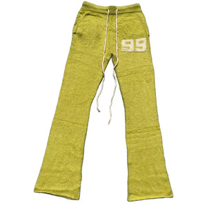 OEM High Quality Cotton Flared <b>Jogger</b> Pant String <b>Men's</b> Streetwear Custom Logo <b>Loose</b> <b>Fit</b> Flat Plain Dyed Casual Sweatpants - Product Image 3