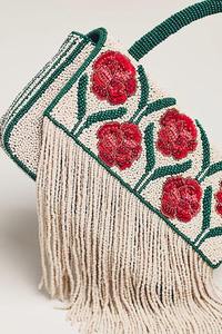 Wholesale Luxury Handmade Beaded Handbag Vintage Red <b>Rose</b> Floral Design Seed Bead <b>Top</b>-Handle Purse Premium Artisan Wedding - Product Image 3