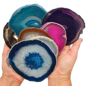 Juego de posavasos de cristal brasileño pulido alto mezclado colorido natural al por mayor tamaños personalizados rebanada de ágata todos los colores disponibles - Product Image 2
